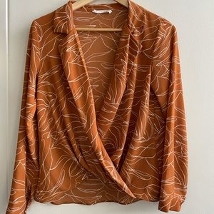 LUSH Burnt Orange Crossover Blouse